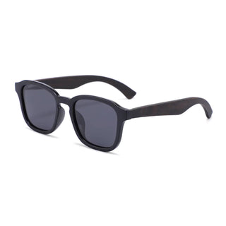 Wood Polarized Sunglasses, UV 400 Protection, Unisex Anorak Frame (Dark Walnut / Black)