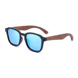 Wood Polarized Sunglasses, UV 400 Protection, Unisex Anorak Frame (Walnut / Sapphire)