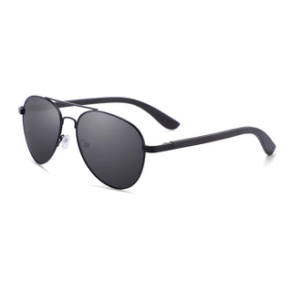 Wood Polarized Sunglasses, UV 400 Protection, Unisex Aviator Frame (Black / Black)