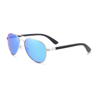 Wood Polarized Sunglasses, UV 400 Protection, Unisex Aviator Frame (Black / Sapphire)
