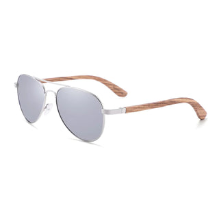 Wood Polarized Sunglasses, UV 400 Protection, Unisex Aviator Frame (Oak / Smoke)
