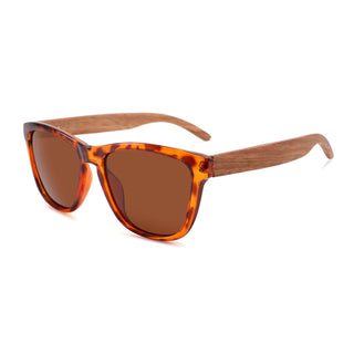 Wood Polarized Sunglasses, UV 400 Protection, Unisex Classic Frame (Oak / Amber)