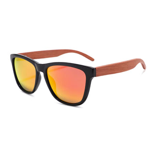 Wood Polarized Sunglasses, UV 400 Protection, Unisex Classic Frame (Oak / Orange)