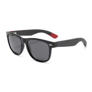 Wood Polarized Sunglasses, UV 400 Protection, Unisex Iconic Frame (Black / Black)
