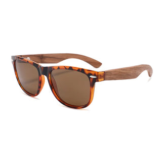Wood Polarized Sunglasses, UV 400 Protection, Unisex Iconic Frame (Oak / Amber)