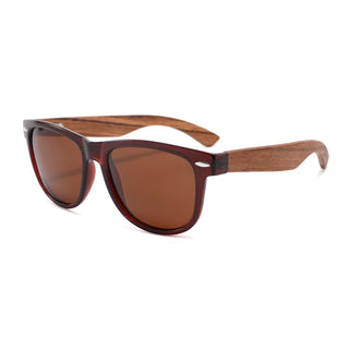 Wood Polarized Sunglasses, UV 400 Protection, Unisex Iconic Frame (Oak / Brown)