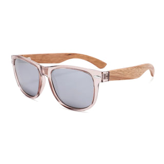 Wood Polarized Sunglasses, UV 400 Protection, Unisex Iconic Frame (Oak / Rose)