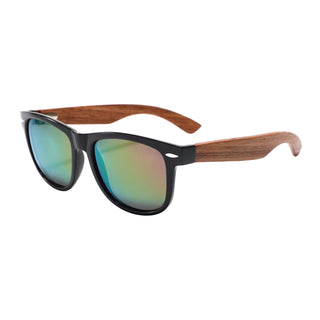 Wood Polarized Sunglasses, UV 400 Protection, Unisex Iconic Frame (Oak / Tourmaline)