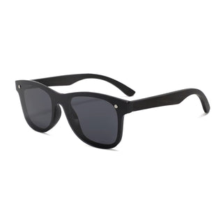 Wood Polarized Sunglasses, UV 400 Protection, Unisex Retro Frame (Black/ Black)