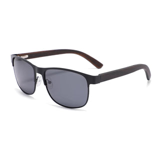 Wood Polarized Sunglasses, UV 400 Protection, Unisex Triumph Frame (Dark Walnut / Black)